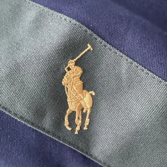 VTG Polo Ralph Lauren Duffle Bag Blue Green Canvas Overnight Carryon Travel Bag - Picture 2 of 10